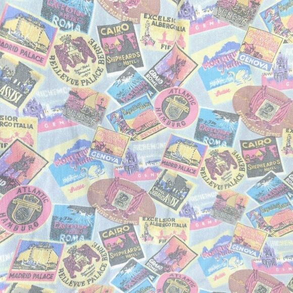 Lee International Travel Shirt Vintage 90s All Over Print Button Down Mens Large - Picture 3 of 7